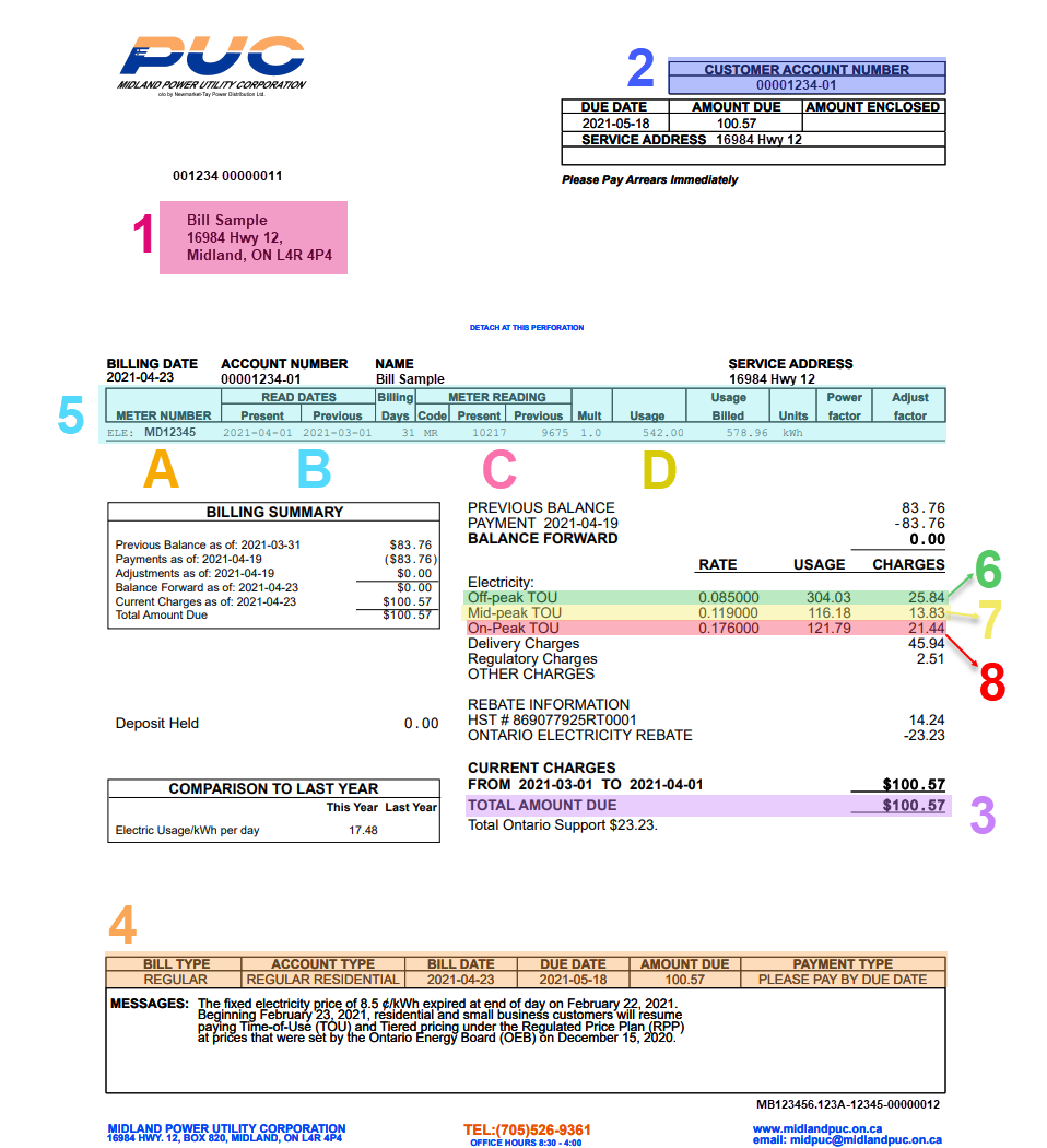 Midland Electric Bill Page 1