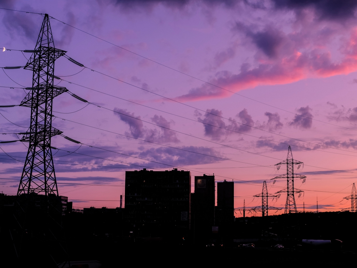 Powerless buildings with a dusk skyline